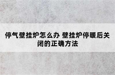 停气壁挂炉怎么办 壁挂炉停暖后关闭的正确方法